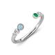 4 - Makena Aquamarine and Emerald Open Wedding Band 