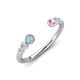 4 - Makena Aquamarine and Pink Sapphire Open Wedding Band 