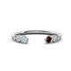 1 - Makena Aquamarine and Red Garnet Open Wedding Band 