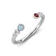 4 - Makena Aquamarine and Red Garnet Open Wedding Band 