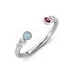 4 - Makena Aquamarine and Rhodolite Garnet Open Wedding Band 