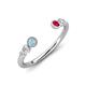4 - Makena Aquamarine and Ruby Open Wedding Band 