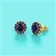 3 - Bernice 0.96 ctw Round Blue Sapphire Halo Stud Earrings 