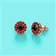3 - Bernice 1.02 ctw Round Red Garnet Halo Stud Earrings 