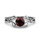 1 - Trissie Red Garnet Floral Solitaire Engagement Ring 