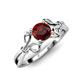 4 - Trissie Red Garnet Floral Solitaire Engagement Ring 