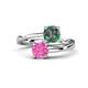1 - Jianna 6.00 mm Cushion Lab Created Alexandrite and Round Lab Created Pink Sapphire 2 Stone Promise Ring 