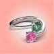4 - Jianna 6.00 mm Cushion Lab Created Alexandrite and Round Lab Created Pink Sapphire 2 Stone Promise Ring 