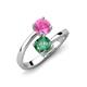 5 - Jianna 6.00 mm Cushion Lab Created Alexandrite and Round Lab Created Pink Sapphire 2 Stone Promise Ring 