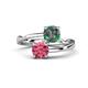 1 - Jianna 6.00 mm Cushion Lab Created Alexandrite and Round Pink Tourmaline 2 Stone Promise Ring 