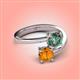 4 - Jianna 6.00 mm Cushion Lab Created Alexandrite and Round Citrine 2 Stone Promise Ring 