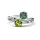 1 - Jianna 6.00 mm Cushion Lab Created Alexandrite and Round Peridot 2 Stone Promise Ring 