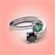 4 - Jianna 6.00 mm Cushion Lab Created Alexandrite and Round Black Diamond 2 Stone Promise Ring 