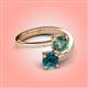 4 - Jianna 6.00 mm Cushion Lab Created Alexandrite and Round Blue Diamond 2 Stone Promise Ring 