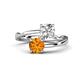 1 - Jianna IGI Certified 6.00 mm Cushion Lab Grown Diamond and Round Citrine 2 Stone Promise Ring 
