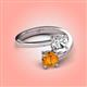 4 - Jianna IGI Certified 6.00 mm Cushion Lab Grown Diamond and Round Citrine 2 Stone Promise Ring 