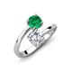 5 - Jianna IGI Certified 6.00 mm Cushion Lab Grown Diamond and Round Emerald 2 Stone Promise Ring 