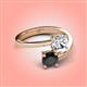 4 - Jianna IGI Certified 6.00 mm Cushion Lab Grown Diamond and Round Black Diamond 2 Stone Promise Ring 