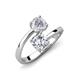 5 - Jianna IGI Certified 6.00 mm Cushion Lab Grown Diamond and Round White Sapphire 2 Stone Promise Ring 