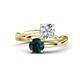 1 - Jianna IGI Certified 6.00 mm Cushion Lab Grown Diamond and Round London Blue Topaz 2 Stone Promise Ring 