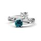 1 - Jianna IGI Certified 6.00 mm Cushion Lab Grown Diamond and Round Blue Diamond 2 Stone Promise Ring 