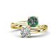 1 - Jianna 6.00 mm Cushion Lab Created Alexandrite and Round Forever Brilliant Moissanite 2 Stone Promise Ring 
