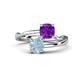 1 - Jianna 6.00 mm Cushion Amethyst and Round Aquamarine 2 Stone Promise Ring 
