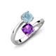 5 - Jianna 6.00 mm Cushion Amethyst and Round Aquamarine 2 Stone Promise Ring 