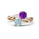 1 - Jianna 6.00 mm Cushion Amethyst and Round Aquamarine 2 Stone Promise Ring 