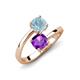 5 - Jianna 6.00 mm Cushion Amethyst and Round Aquamarine 2 Stone Promise Ring 