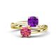 1 - Jianna 6.00 mm Cushion Amethyst and Round Pink Tourmaline 2 Stone Promise Ring 