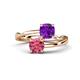 1 - Jianna 6.00 mm Cushion Amethyst and Round Pink Tourmaline 2 Stone Promise Ring 