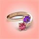 4 - Jianna 6.00 mm Cushion Amethyst and Round Pink Tourmaline 2 Stone Promise Ring 