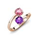 5 - Jianna 6.00 mm Cushion Amethyst and Round Pink Tourmaline 2 Stone Promise Ring 