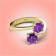 4 - Jianna 6.00 mm Cushion and Round Amethyst 2 Stone Promise Ring 