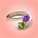 4 - Jianna 6.00 mm Cushion Amethyst and Round Peridot 2 Stone Promise Ring 