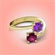 4 - Jianna 6.00 mm Cushion Amethyst and Round Rhodolite Garnet 2 Stone Promise Ring 