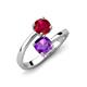 5 - Jianna 6.00 mm Cushion Amethyst and Round Ruby 2 Stone Promise Ring 