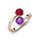 5 - Jianna 6.00 mm Cushion Amethyst and Round Ruby 2 Stone Promise Ring 