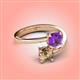 4 - Jianna 6.00 mm Cushion Amethyst and Round Smoky Quartz 2 Stone Promise Ring 