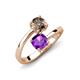5 - Jianna 6.00 mm Cushion Amethyst and Round Smoky Quartz 2 Stone Promise Ring 