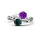 1 - Jianna 6.00 mm Cushion Amethyst and Round London Blue Topaz 2 Stone Promise Ring 
