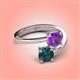 4 - Jianna 6.00 mm Cushion Amethyst and Round London Blue Topaz 2 Stone Promise Ring 