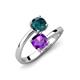 5 - Jianna 6.00 mm Cushion Amethyst and Round London Blue Topaz 2 Stone Promise Ring 