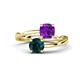 1 - Jianna 6.00 mm Cushion Amethyst and Round London Blue Topaz 2 Stone Promise Ring 