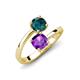 5 - Jianna 6.00 mm Cushion Amethyst and Round London Blue Topaz 2 Stone Promise Ring 