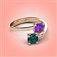 4 - Jianna 6.00 mm Cushion Amethyst and Round London Blue Topaz 2 Stone Promise Ring 