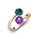 5 - Jianna 6.00 mm Cushion Amethyst and Round London Blue Topaz 2 Stone Promise Ring 
