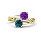 1 - Jianna 6.00 mm Cushion Amethyst and Round Blue Diamond 2 Stone Promise Ring 