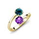 5 - Jianna 6.00 mm Cushion Amethyst and Round Blue Diamond 2 Stone Promise Ring 